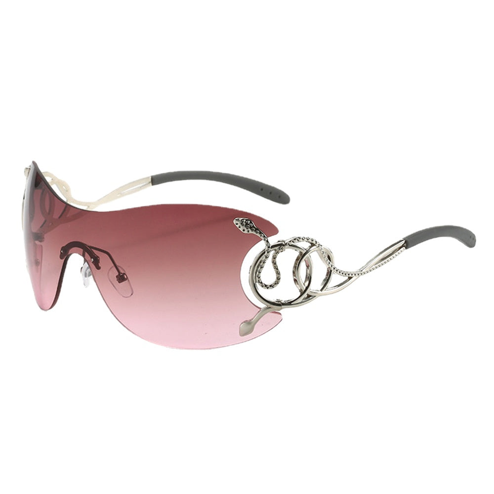 Wholesale Large Frame Y2K Frameless PC Sunglasses